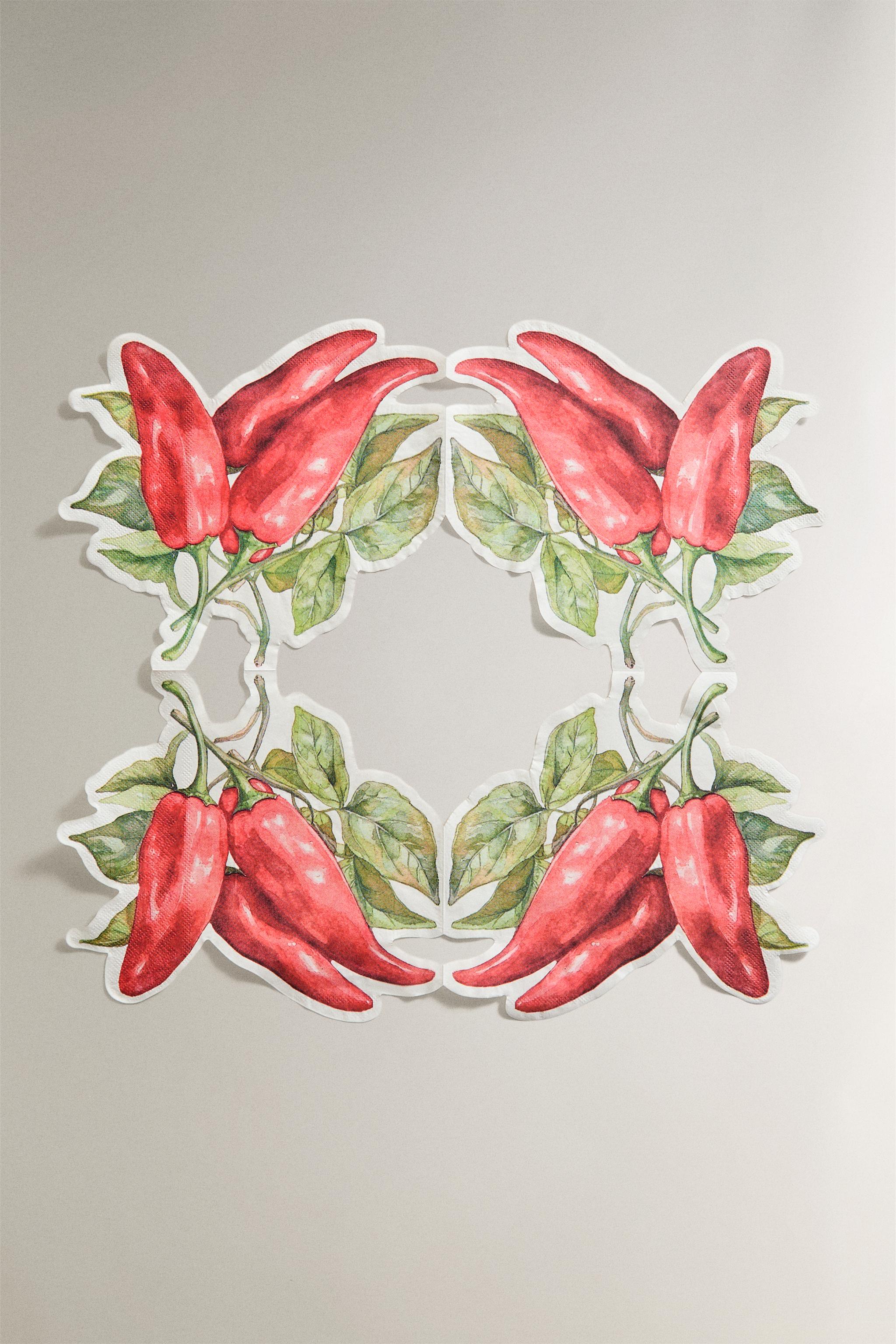 LOT DE 20 SERVIETTES DE TABLE EN PAPIER PIMENTS
